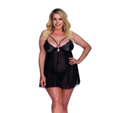 SKYLEE black chemise XL+ (XXL/XXXL) czarna halka